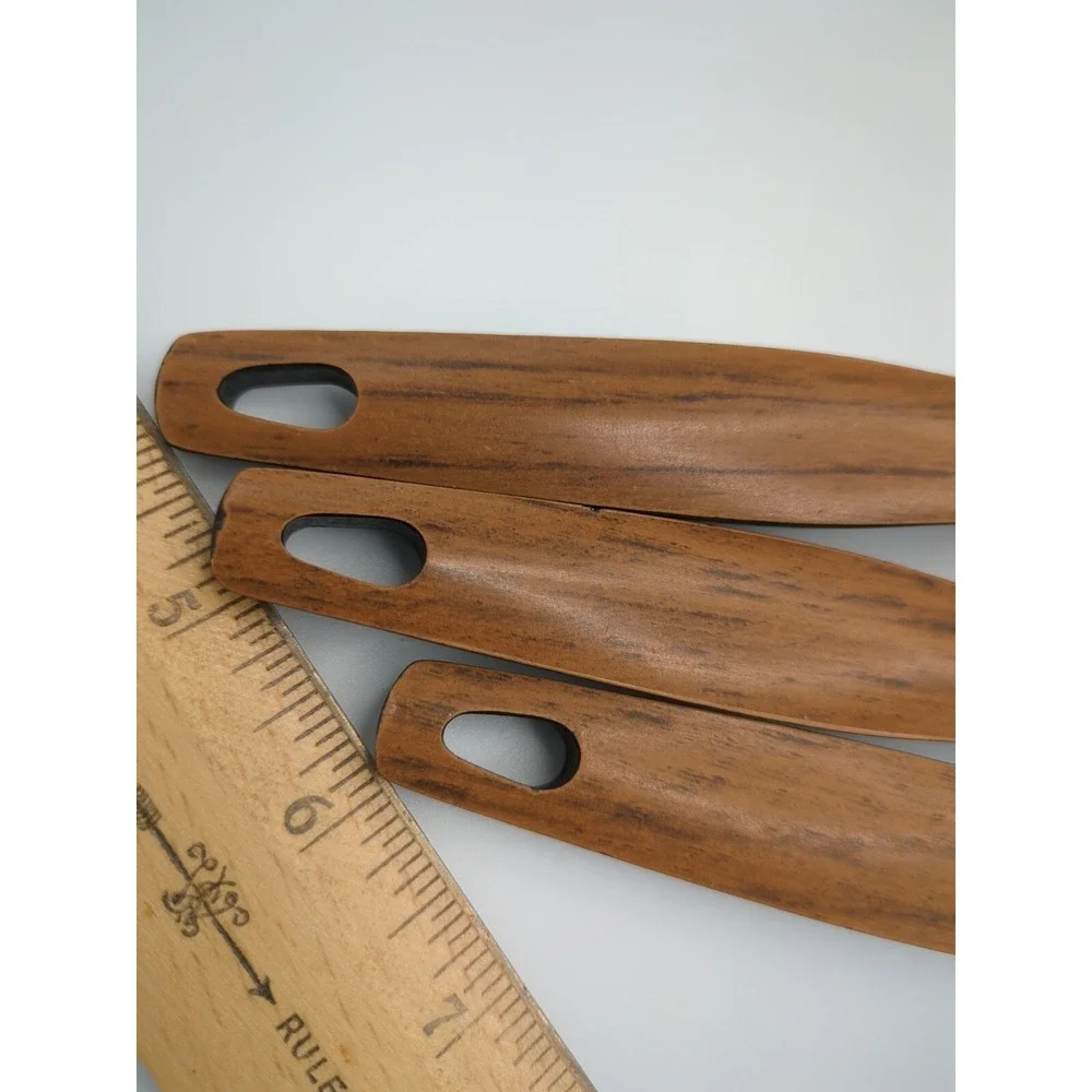 Vtg EKCO Stainless Cooking Utensils Woodgrain Faux Wood‎ Set of 3 Retro USA